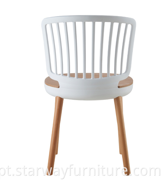 Slat Plastic Back Wood Chair